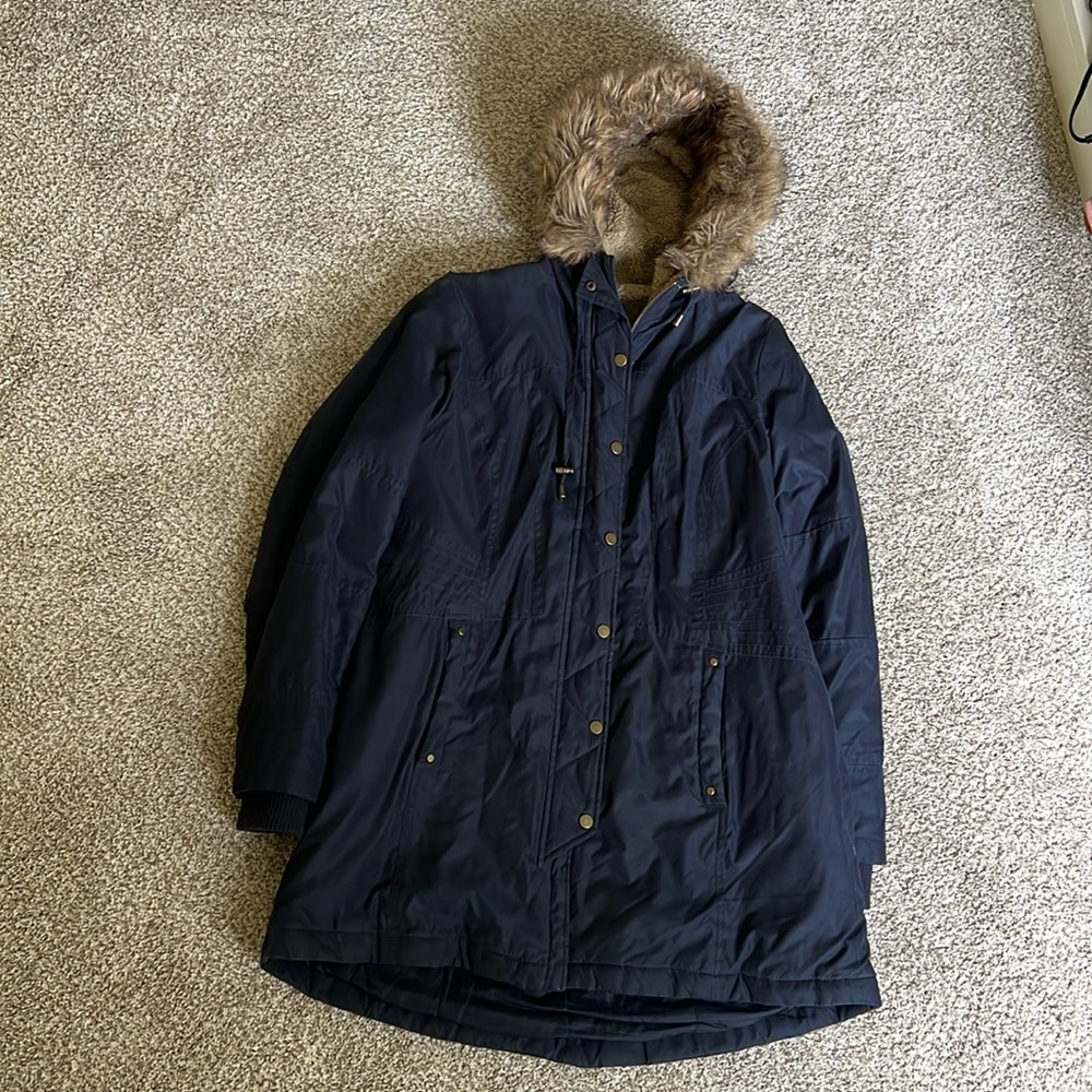 Ana Navy Blue Long Parka
